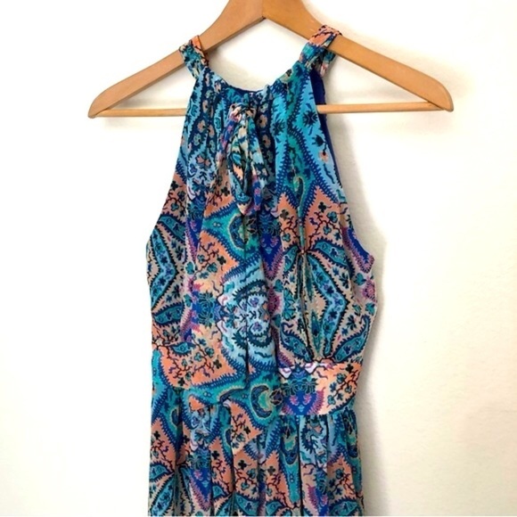 Eliza J. Chiffon Teal Multi Halter Dress - Picture 13 of 16